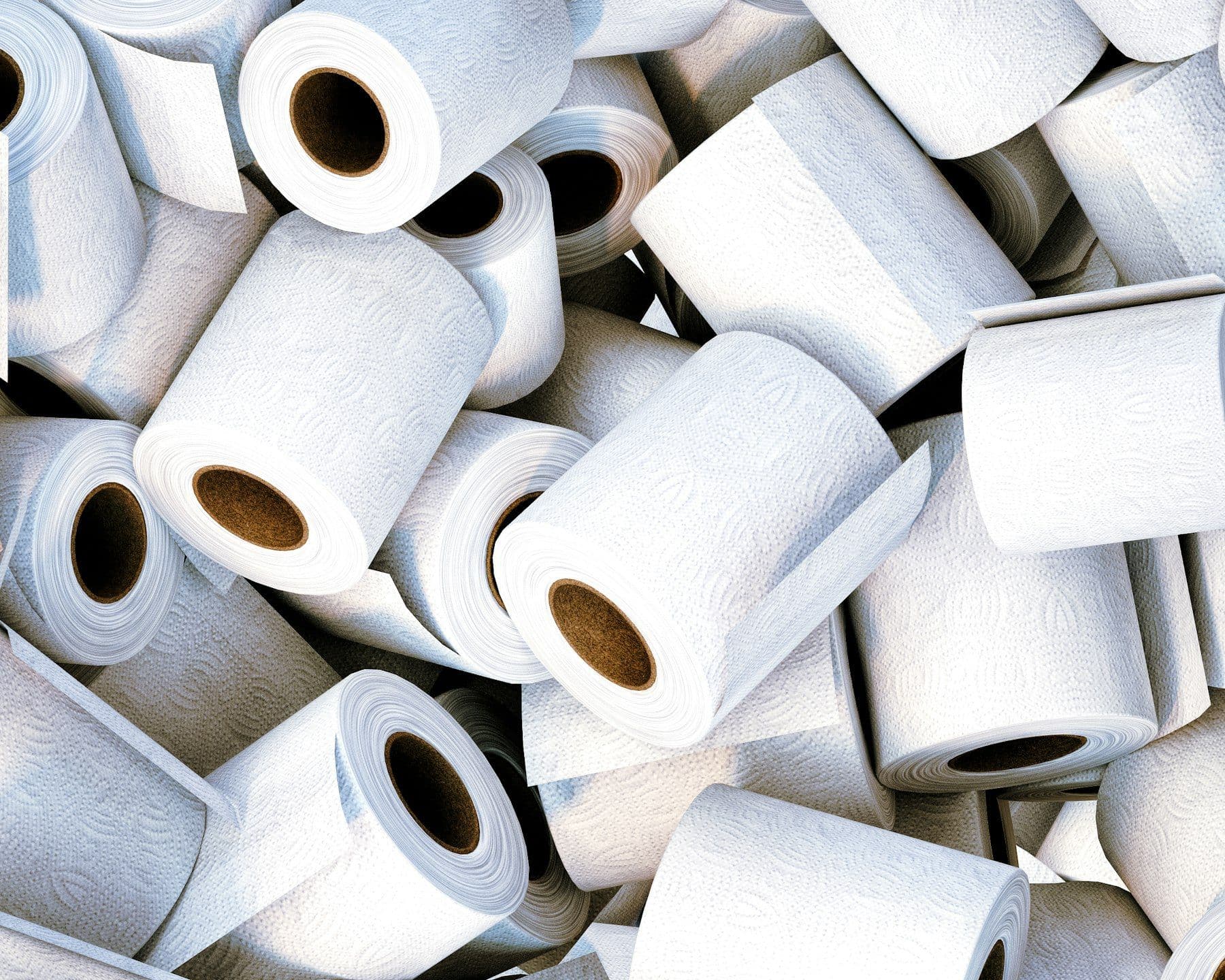 A heap of white toilet rolls
